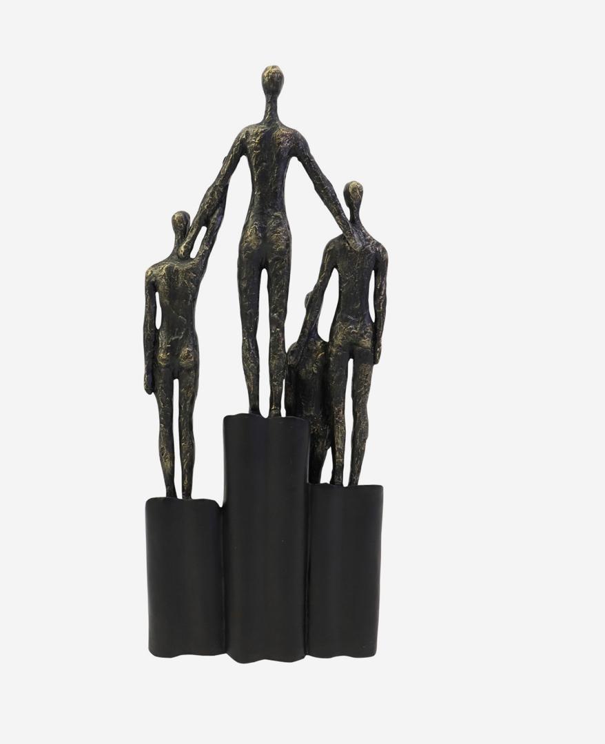 Abstract family sculpture on hearts plinth in bronze finish