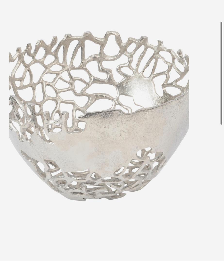 Apo coral aluminium bowl with silver raw finish and textured design