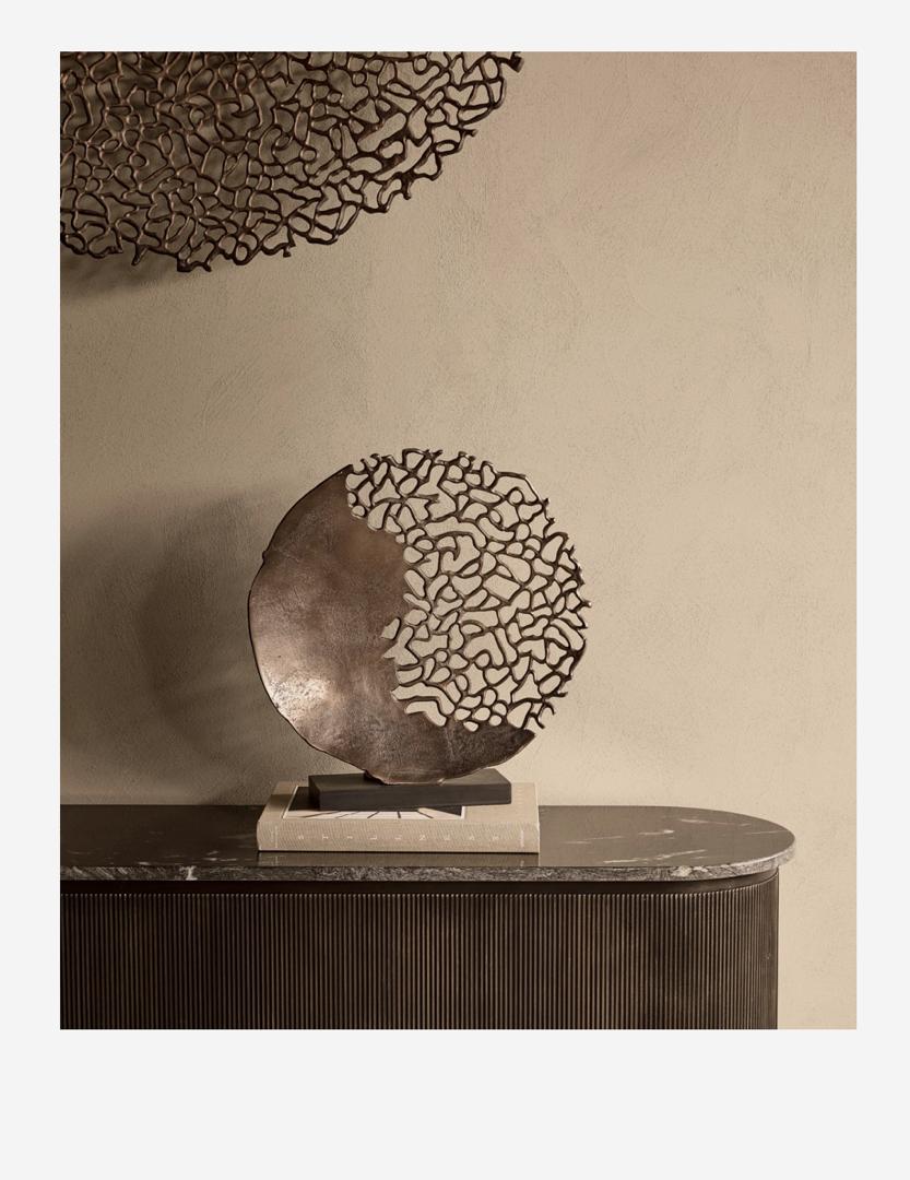 Apo coral sculpture in raw bronze with abstract organic design