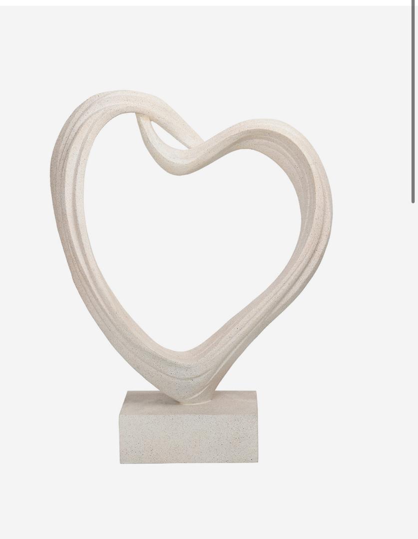 Aven white sculpted heart decorative resin sculpture