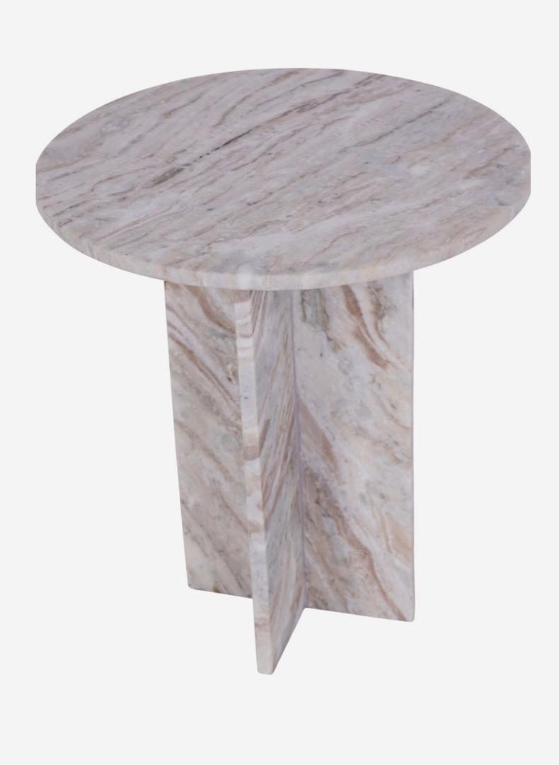 Cavallo fantasy brown marble side table with natural stone finish