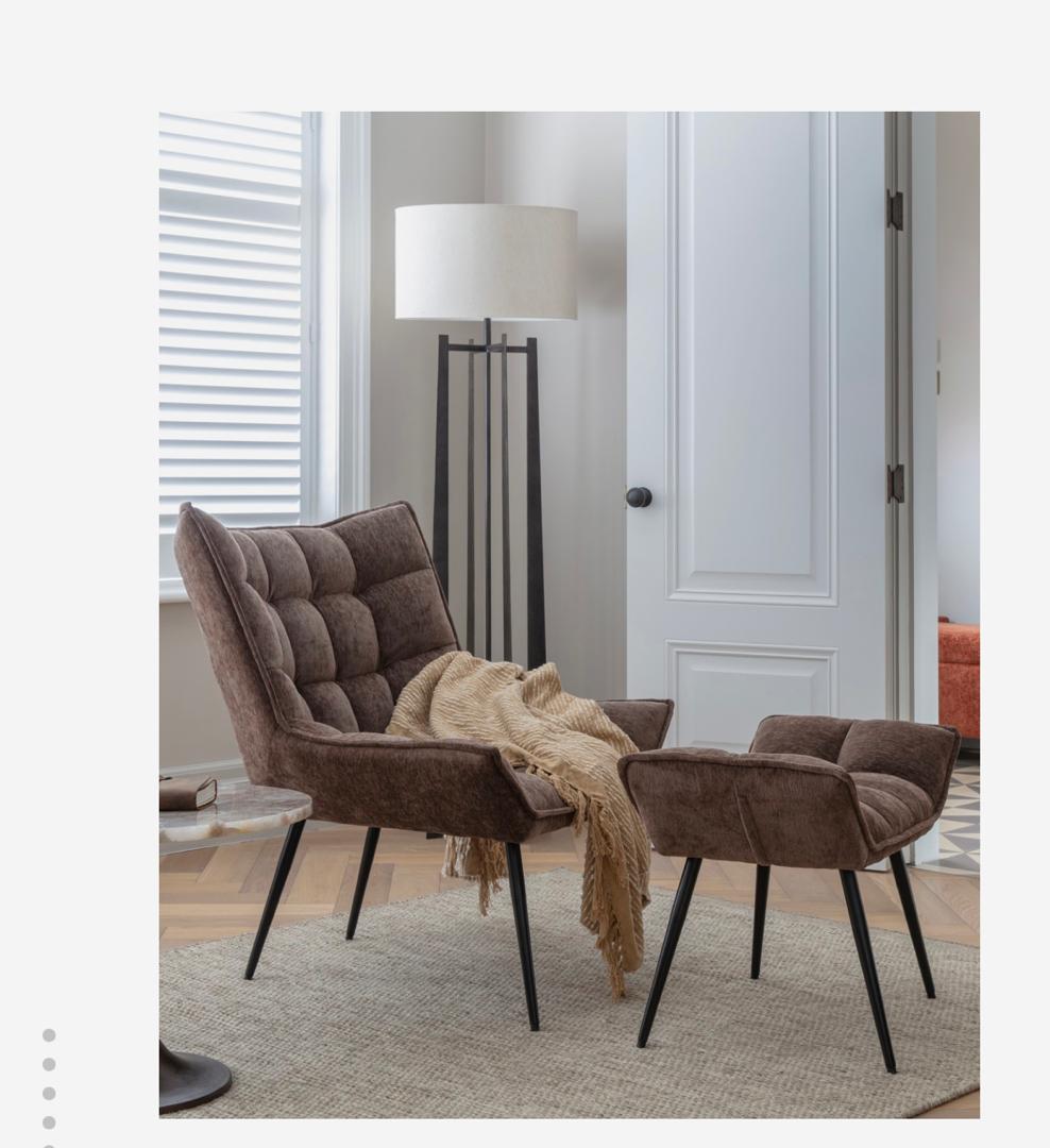 CHRISHALL OCCASIONAL CHAIR WITH FOOTSTOOL IN BROWN VELOUR - Image 3