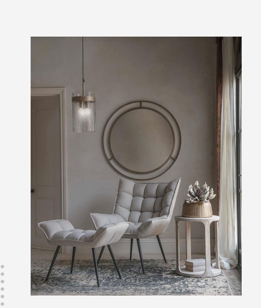 Chrishall occasional chair with footstool in oatmeal linen fabric