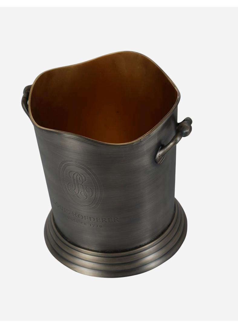 Cramant wine cooler in brushed steel with brass interior