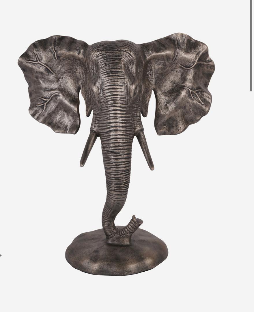 Kariba aluminium elephant sculpture in antique nickel finish