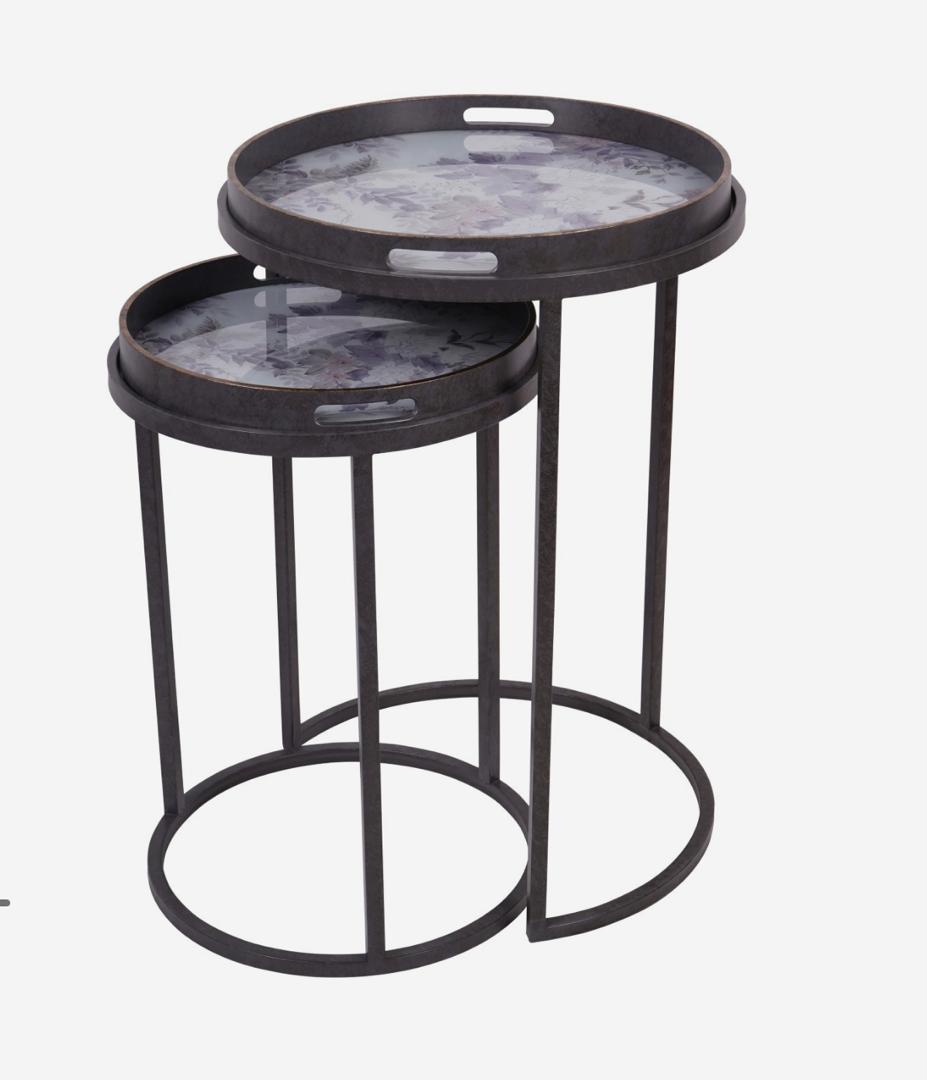 Laura Ashley Tidworth set of 2 nesting side tray tables with floral print