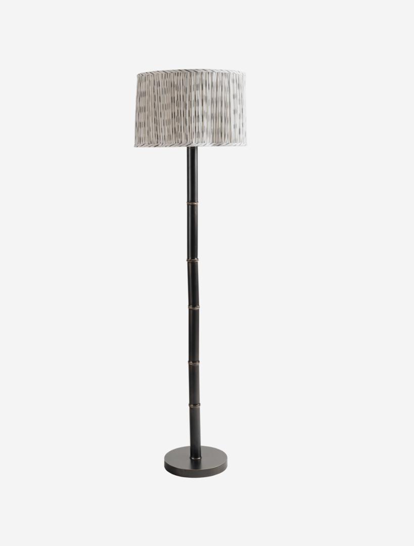 Lexi floor lamp with pleated ikat shade and bronze base