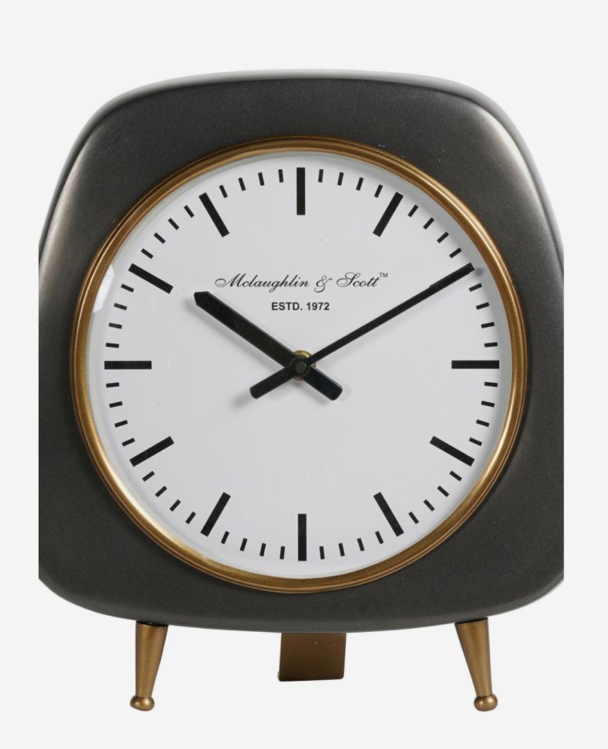 MID CENTURY STYLE ALUMINIUM TABLE CLOCK LARGE 28CM