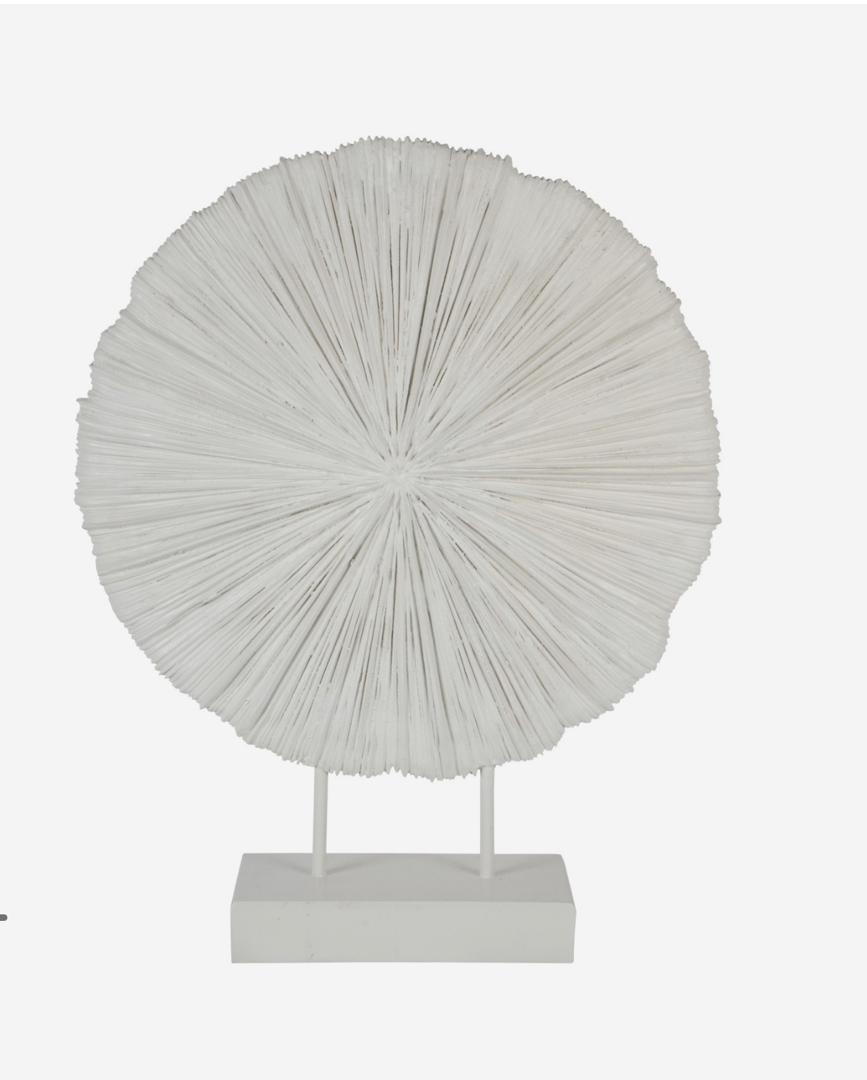 Orbis textured sculpture on stand in matte white finish