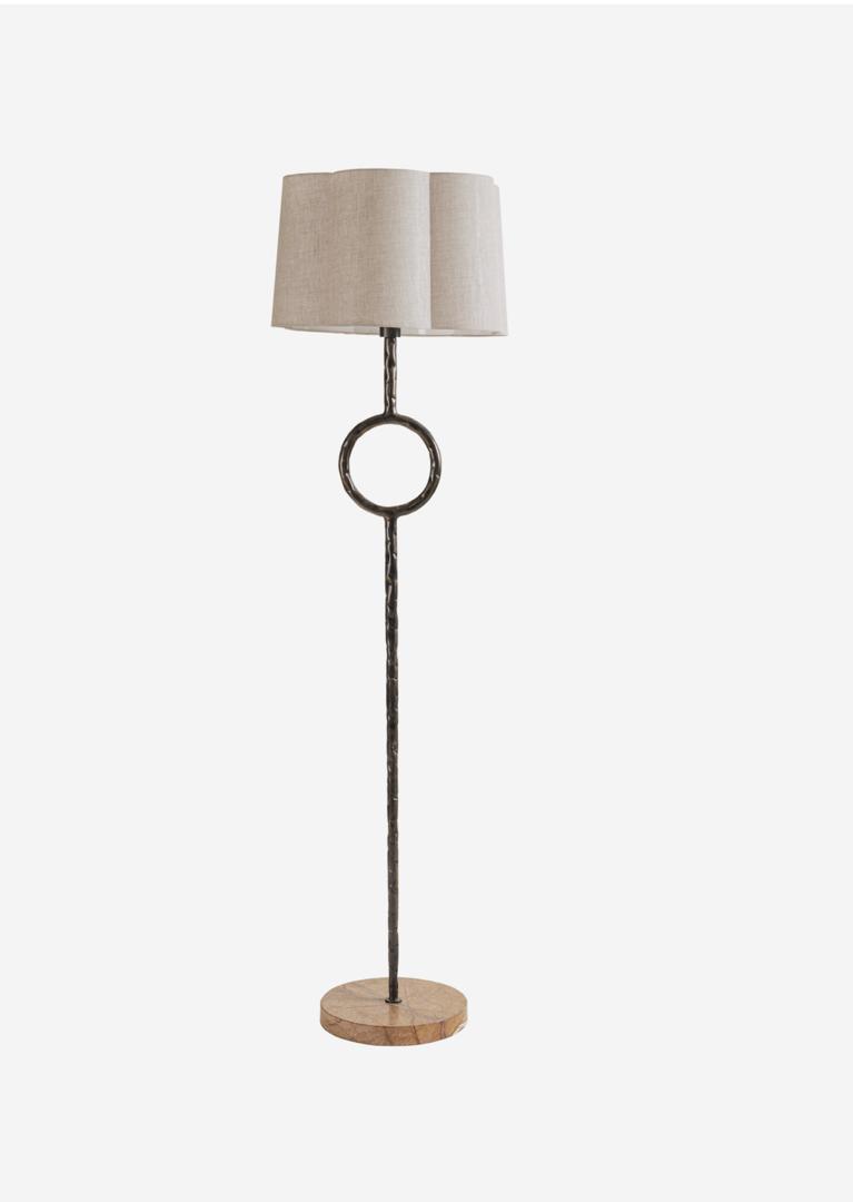 Rutland floor lamp with linen shade and marble base