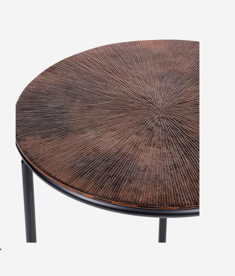 Tambora set of 3 metal nesting tables with copper textured tops