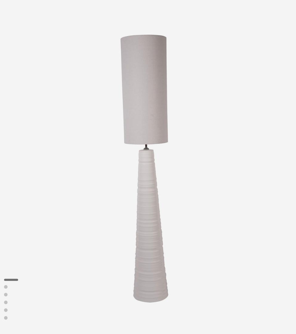 Tivoli tall white ceramic floor lamp with fabric shade